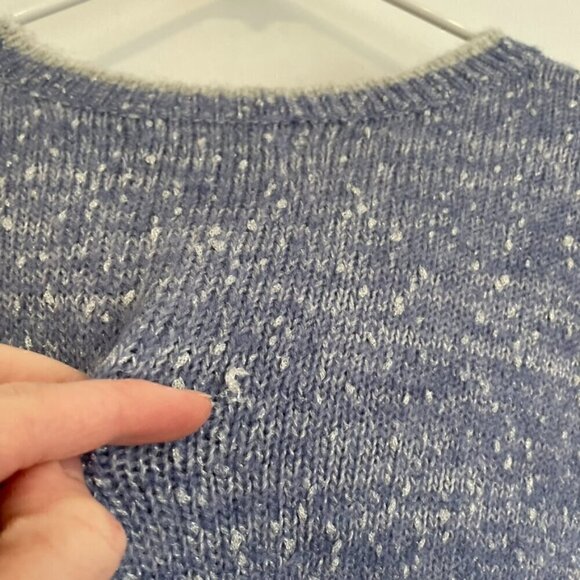 ELLE Scallop Hem Sweater Periwinkle Blue Purple Silver Metallic Crew Neck Preppy - Picture 13 of 15